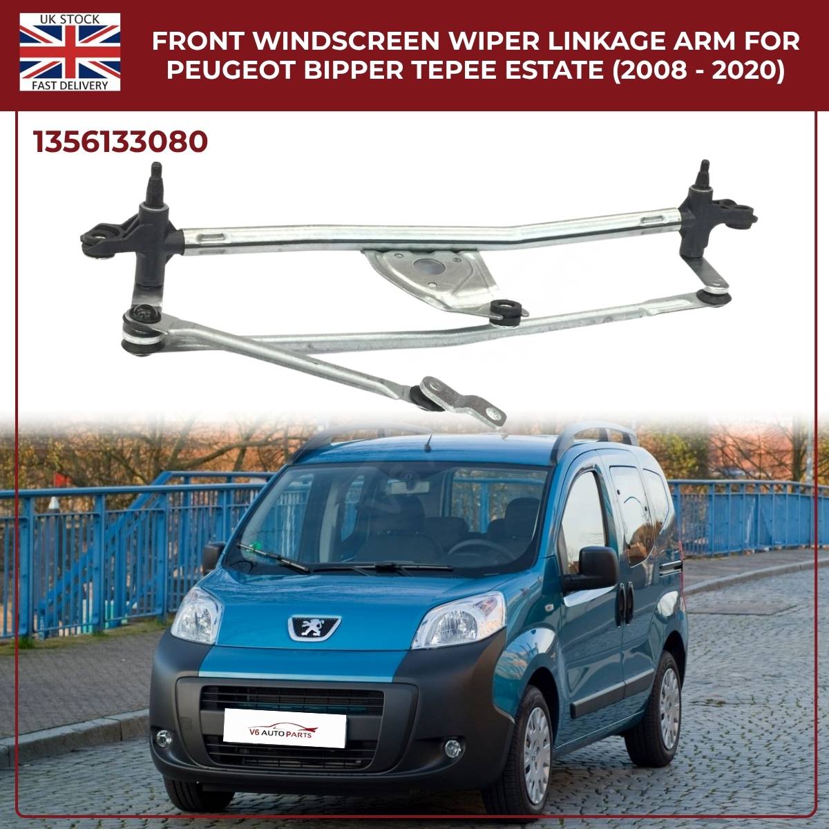 Front Windscreen Wiper Motor Linkage Arm RHD – Fits Peugeot Bipper & Citroën Nemo (OEM Ref 1356133080)