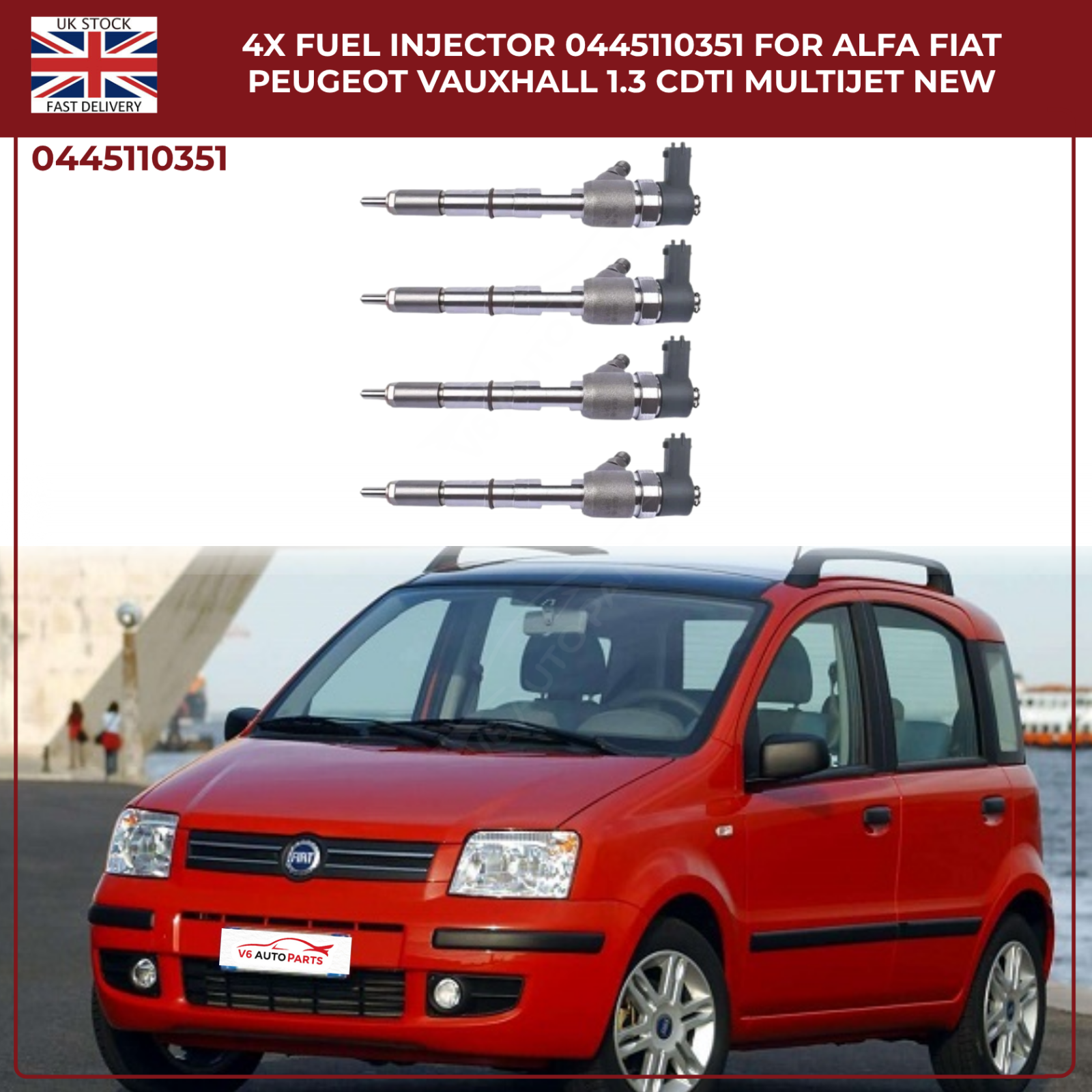NEW 4x FUEL INJECTORS FOR ALFA ROMEO FIAT FORD OPEL VAUXHALL 1.3 FWD