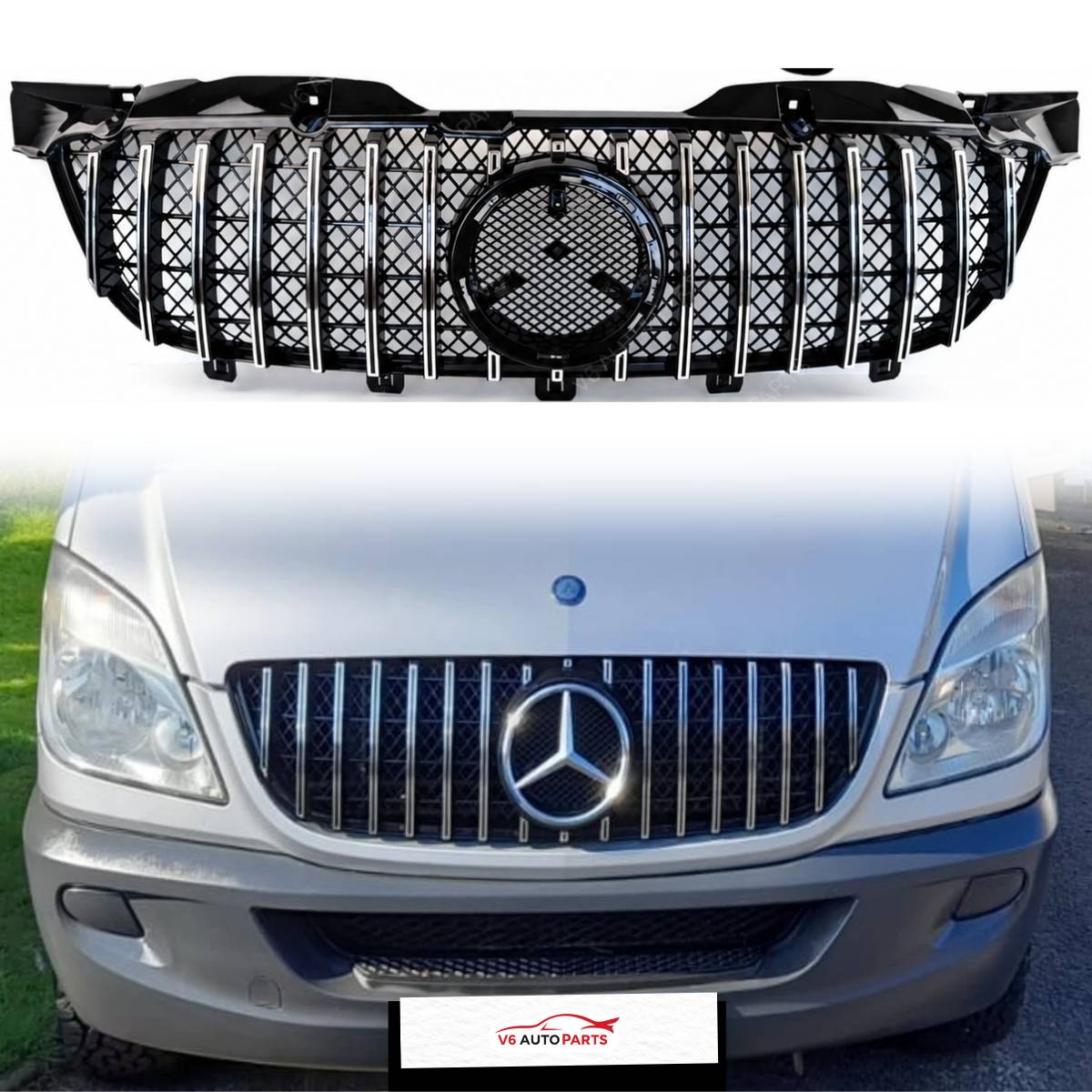 Front Radiator Grille Silver Chrome – Mercedes Sprinter W906 MK2 Pre‑Facelift 2009‑2013