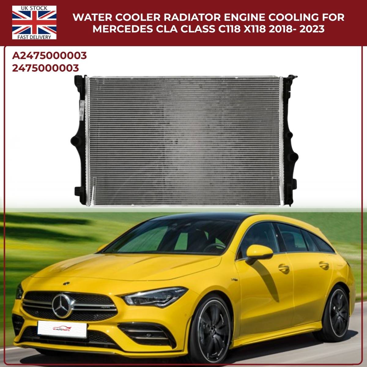 Mercedes CLA-Class Radiator (C118/X118) 2018–2023 | Engine Cooling Water Cooler 22mm