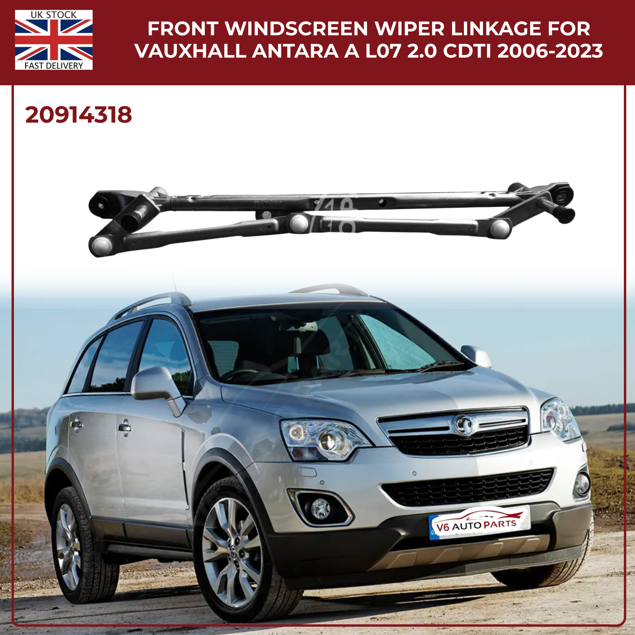 Front Windscreen Wiper Linkage Fits Vauxhall Opel Antara 2007-0n 20914318 Diesel