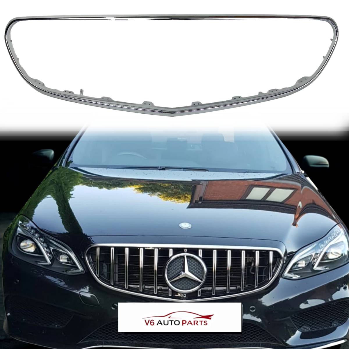 Front Surround Chrome Trim Grille – Fits Mercedes Benz E‑Class W212 (2013‑2016, Facelift Models)