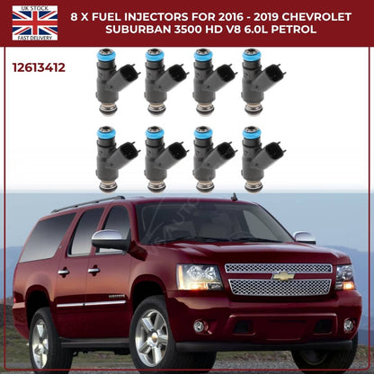 8x Fuel Injectors | OEM 12613412 | Fits 2016–2019 Chevrolet Suburban 3500 V8 6.0L Petrol