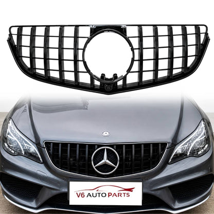 For Mercedes E-Class W207 GT Panamericana Front Bumper Grille – Gloss Black (E220, E300 | 2013–2016 Facelift)