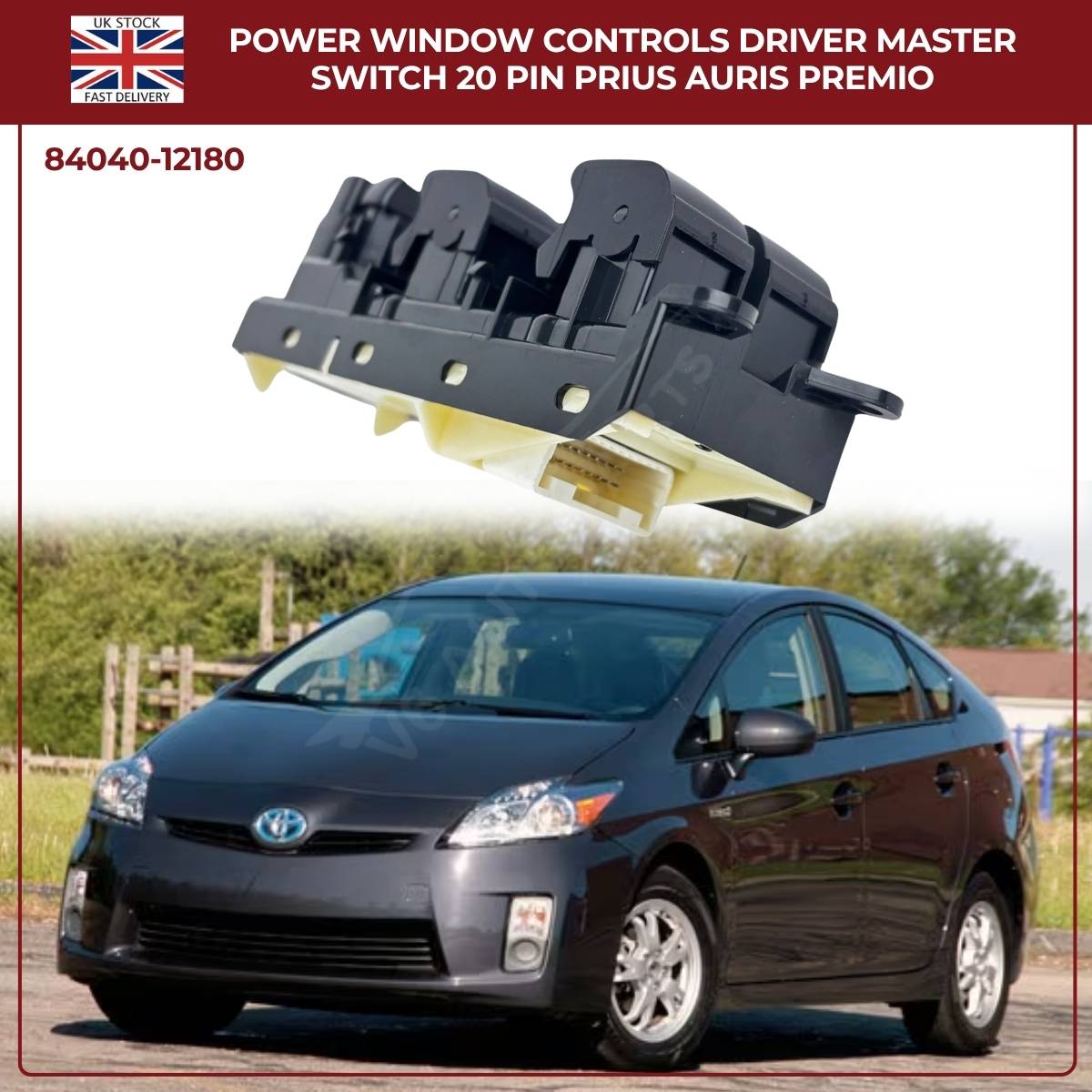 Toyota Lexus Driver Master Power Window Switch – Lock Control Buttons (OEM 84040‑12180, CT200h Prius Corolla)