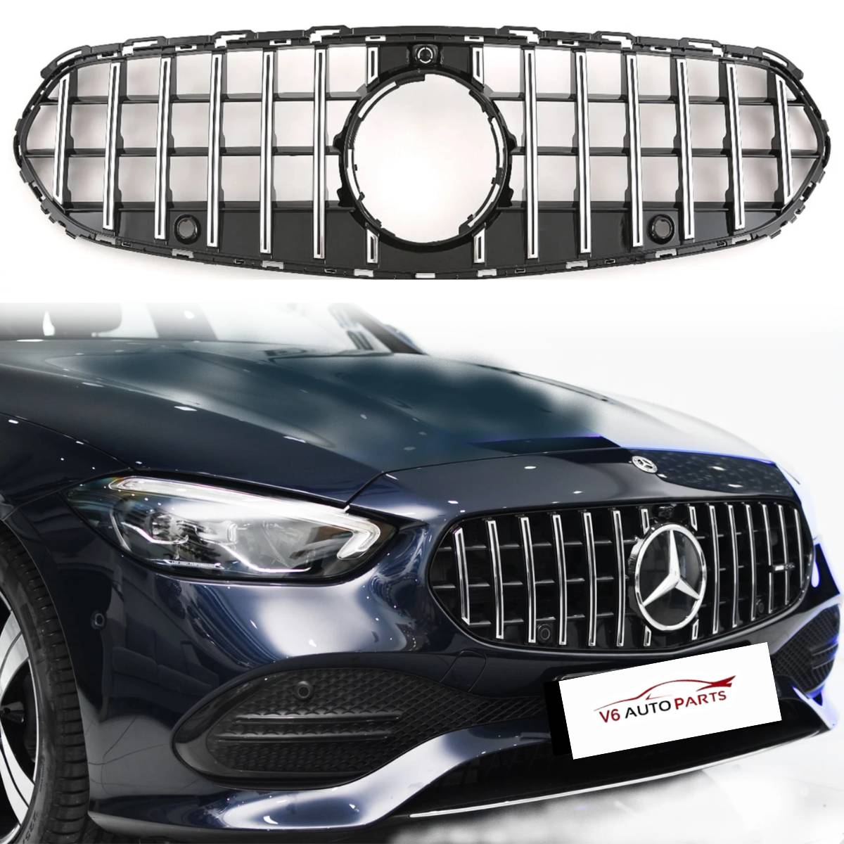 For Mercedes-Benz C-Class W206 (2020–2023) Panamericana GT Front Radiator Chrome Grille – C220 Compatible