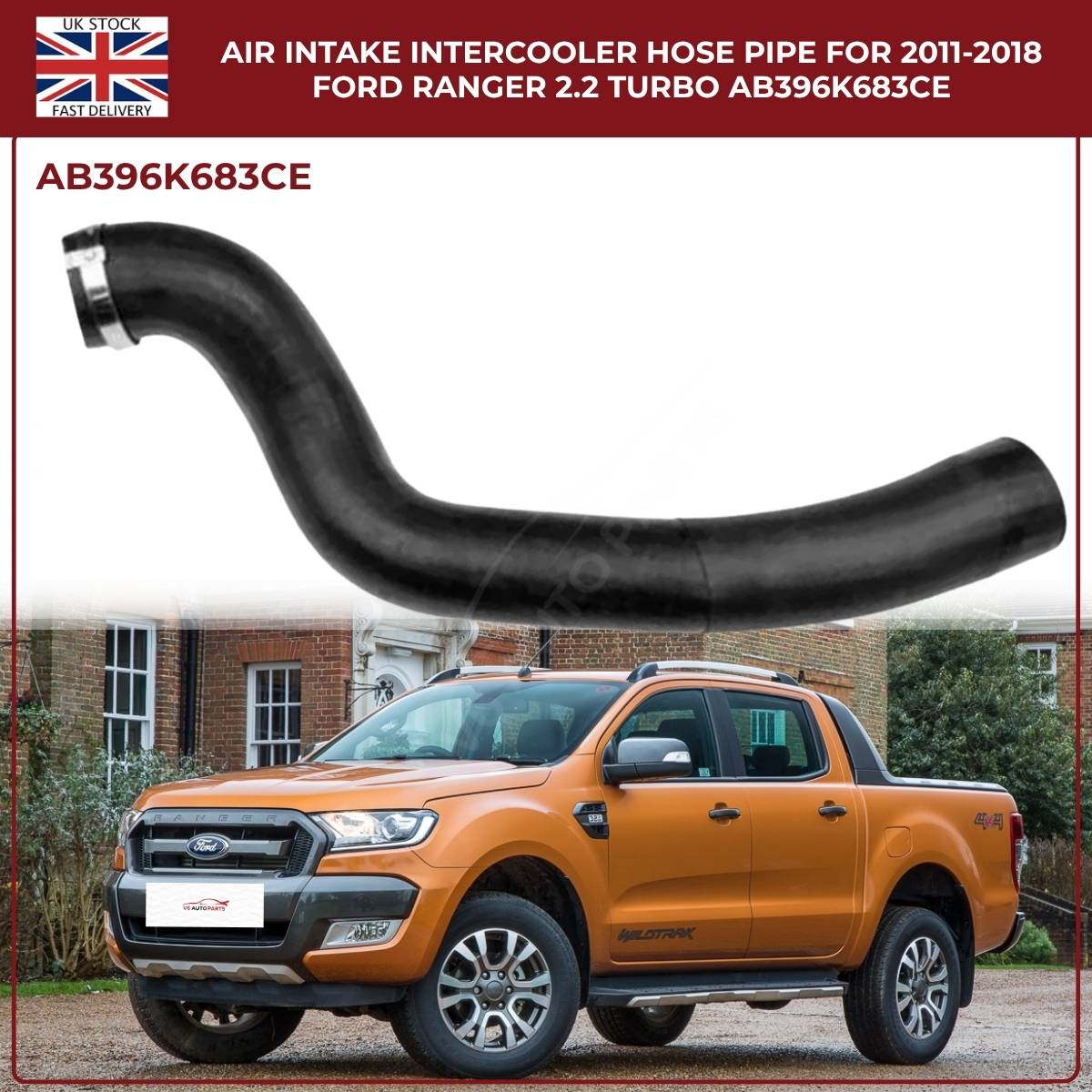 Black Intercooler Turbo Air Intake Hose Pipe – Fits Ford Ranger 2.2 TDCi (2011–2018) AB396K683CE