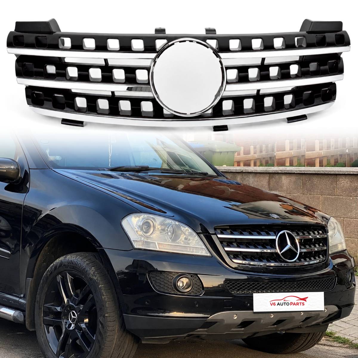 Frontstoßstangengrill für 2005 bis 2008 Mercedes Benz W164 M-Klasse ML320 350 7 Loch 