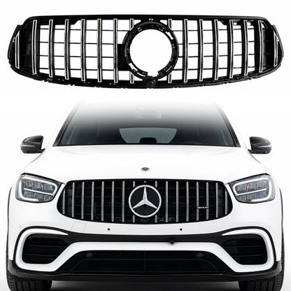 Front Bumper Chrome Slats GT Sport Grille | Fits 2019–2023 Mercedes-Benz GLC-Class W253/C253 Coupe GLC300 & GLC43 (Facelift)