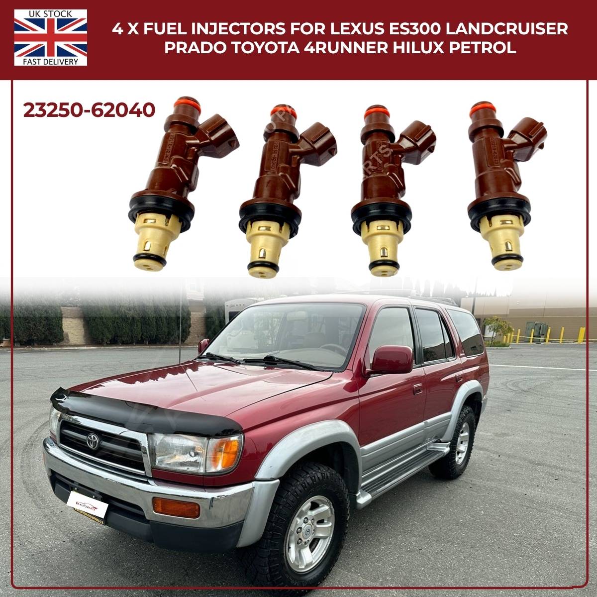 4 x Fuel Injectors For Lexus ES300 Landcruiser Prado Toyota 4Runner Hilux Petrol
