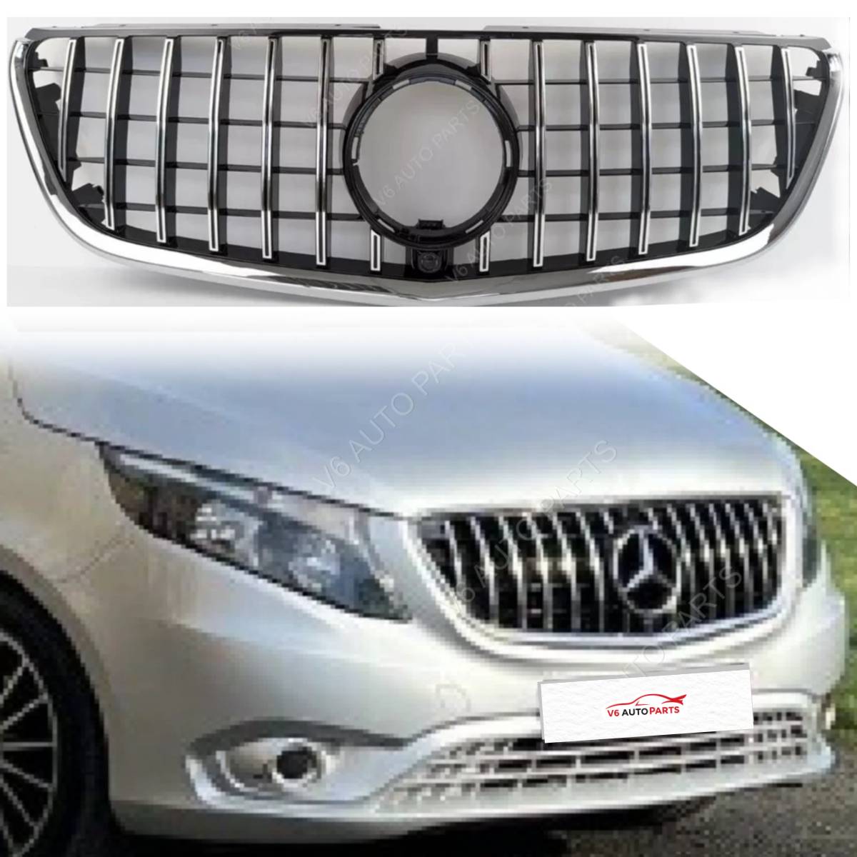 For Mercedes-Benz Vito W447 114CDI Panamericana Front Grille – Chrome Slats (2014–2023)