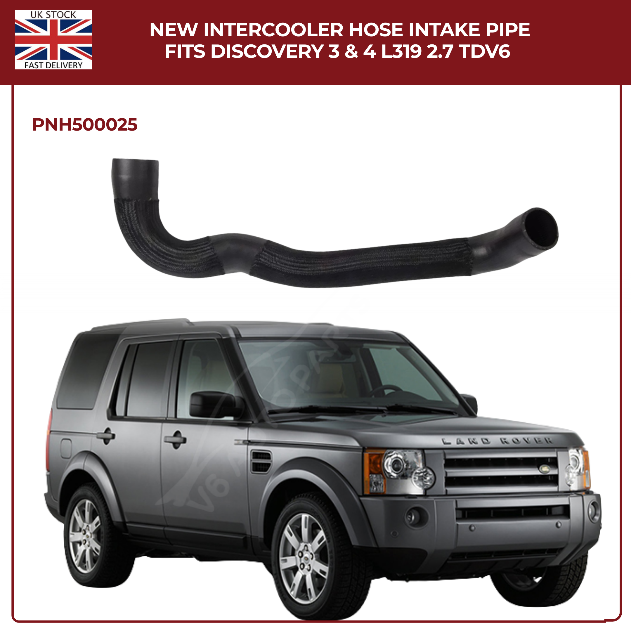 Right Intercooler Hose Intake Pipe For Land Rover Discovery 3 & 4 (L319) 2.7 TDV6 –  PNH500025 | Turbo Charger Hose Replacement
