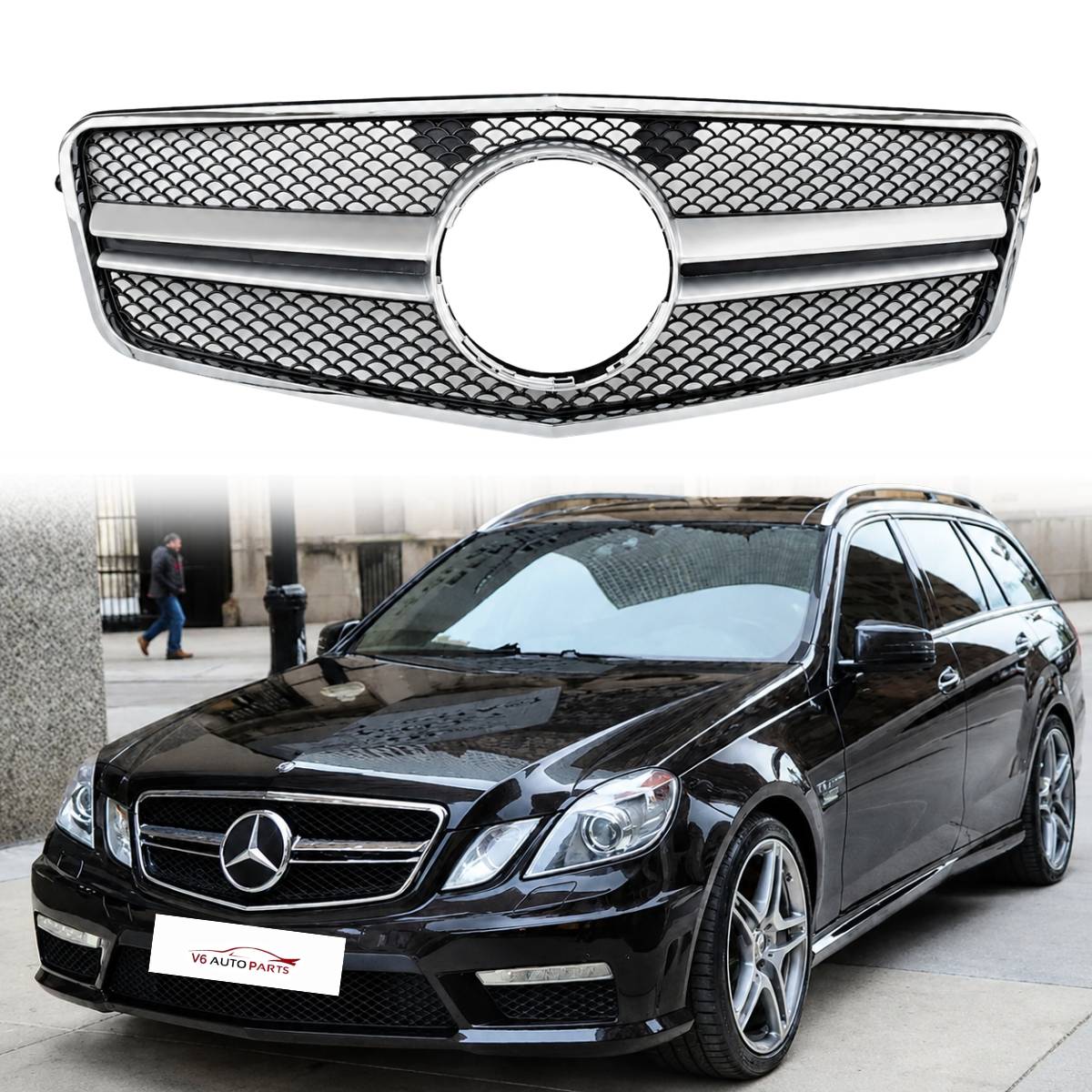 For Mercedes E‑Class W212 (2009–2013 Pre‑Facelift) E63 AMG Style Front Radiator Bumper Grille – Saloon & Estate