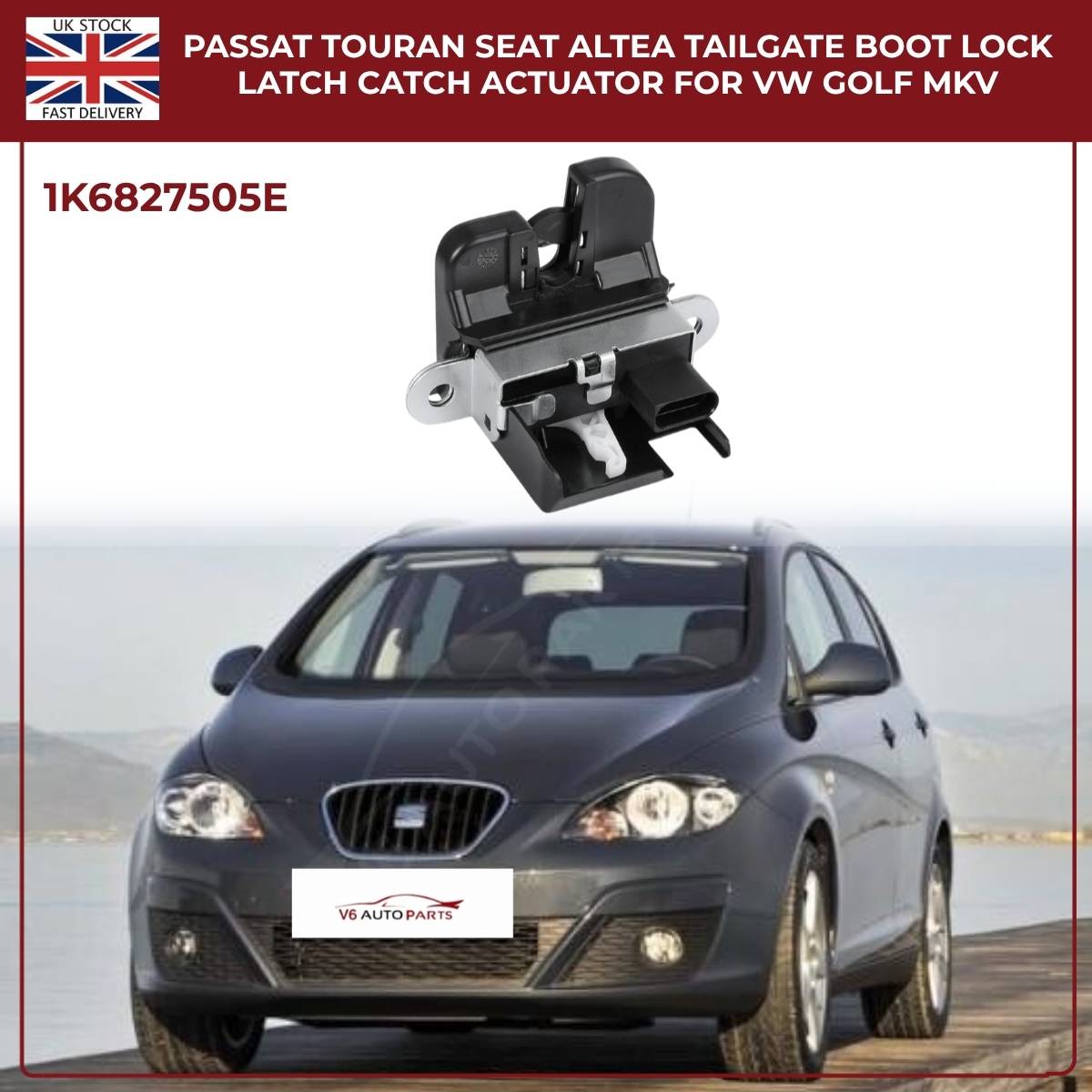 Tailgate Boot Lock Latch Catch Actuator – Fits VW Golf Mk5 Mk6, Passat, Touran, Seat Altea Leon Toledo