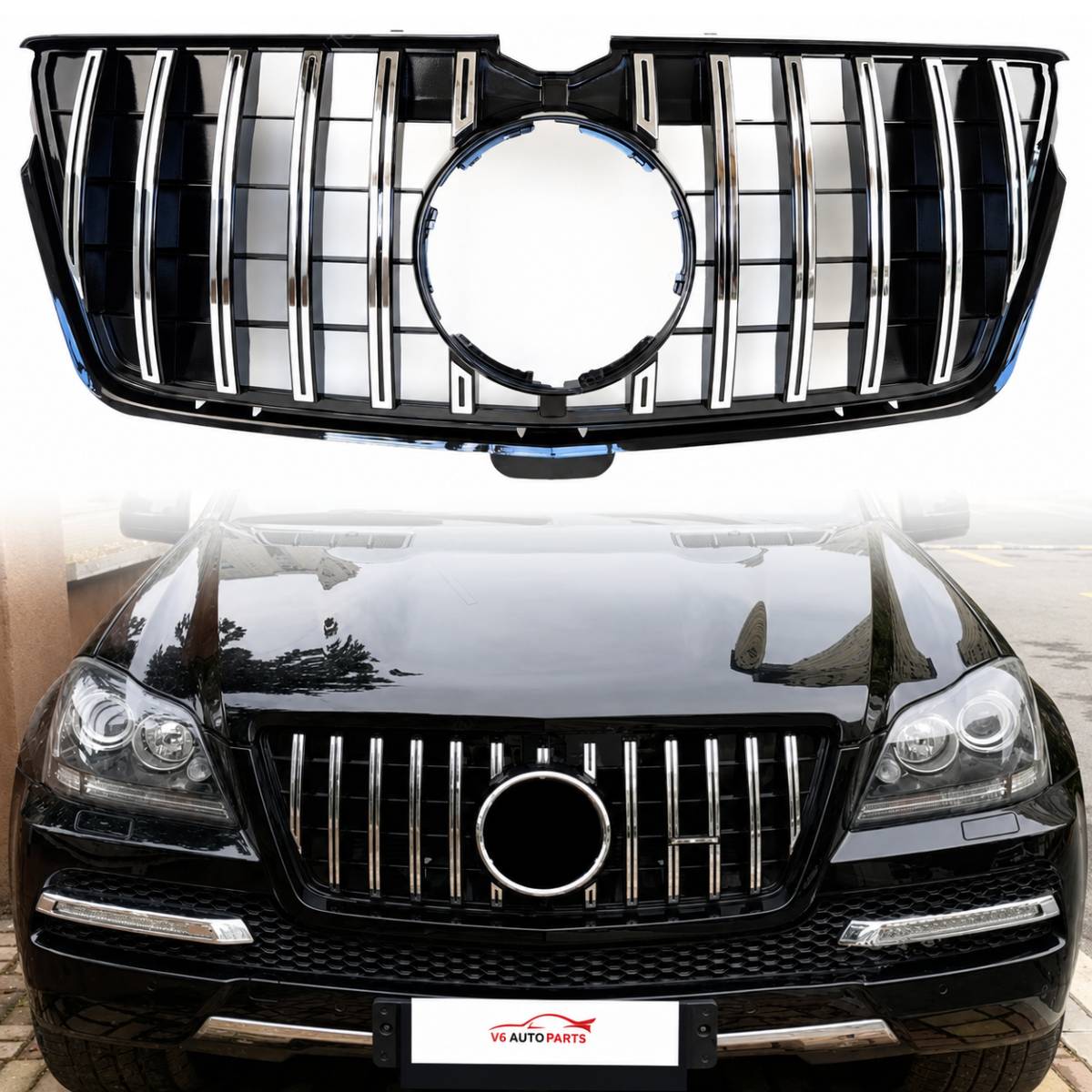 FRONTSTOßSTANGE MESH GRILLE FÜR 2009 - 2013 BENZ GL-KLASSE X164 GL350 PANAMERICANA CHROME 3 LINE GT 