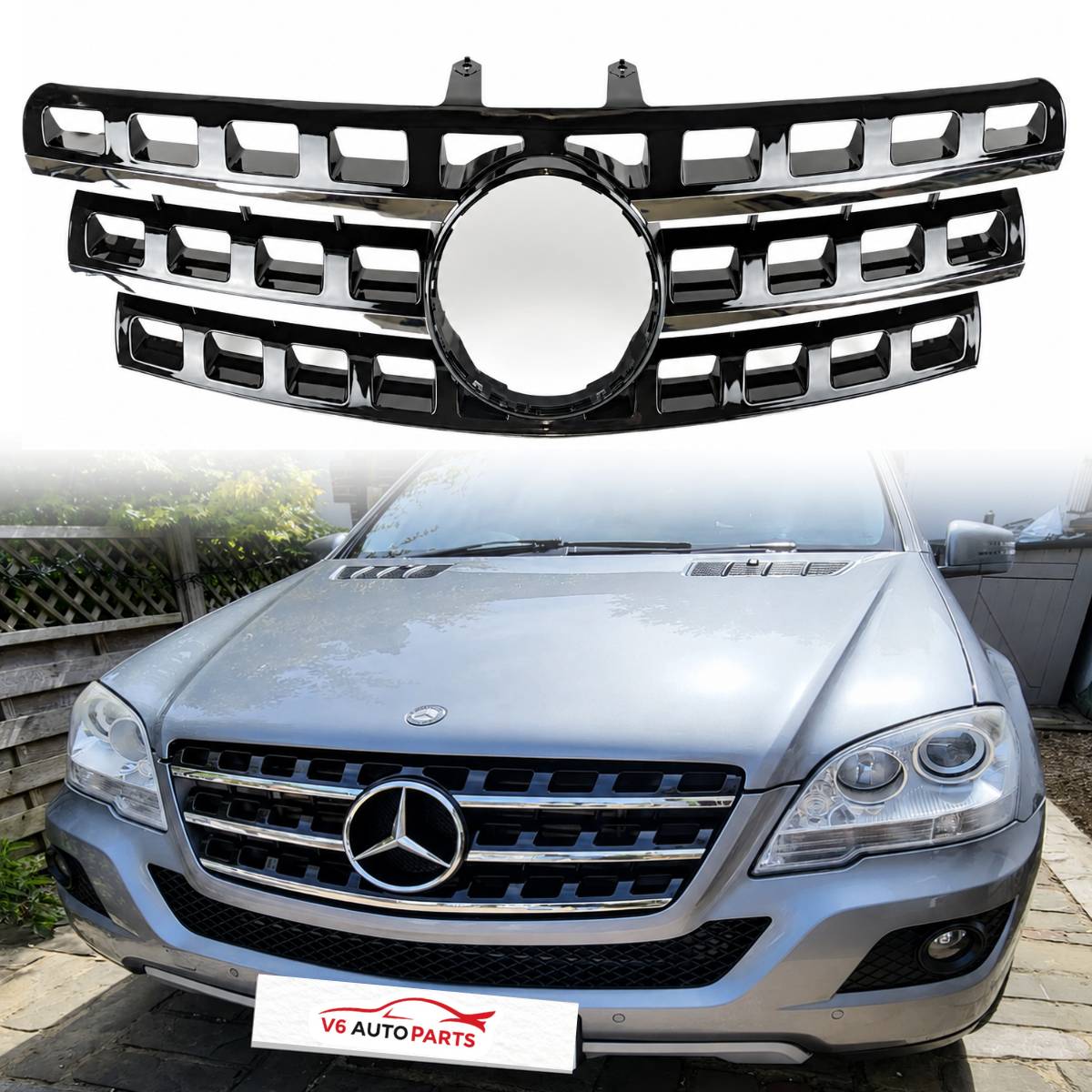 For Mercedes M‑Class W164 Front Radiator Black Grille (2009–2012 ML300, ML430)