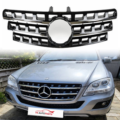 For Mercedes M‑Class W164 Front Radiator Black Grille (2009–2012 ML300, ML430)
