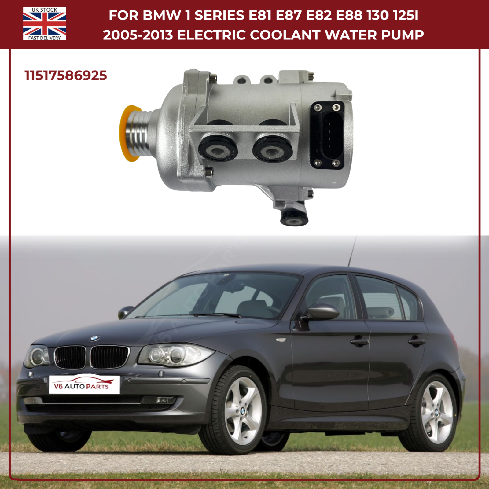 A‑Premium Electric Coolant Water Pump for BMW 5 Series, X1, X3, X5, Z4 – Replaces 11517586925