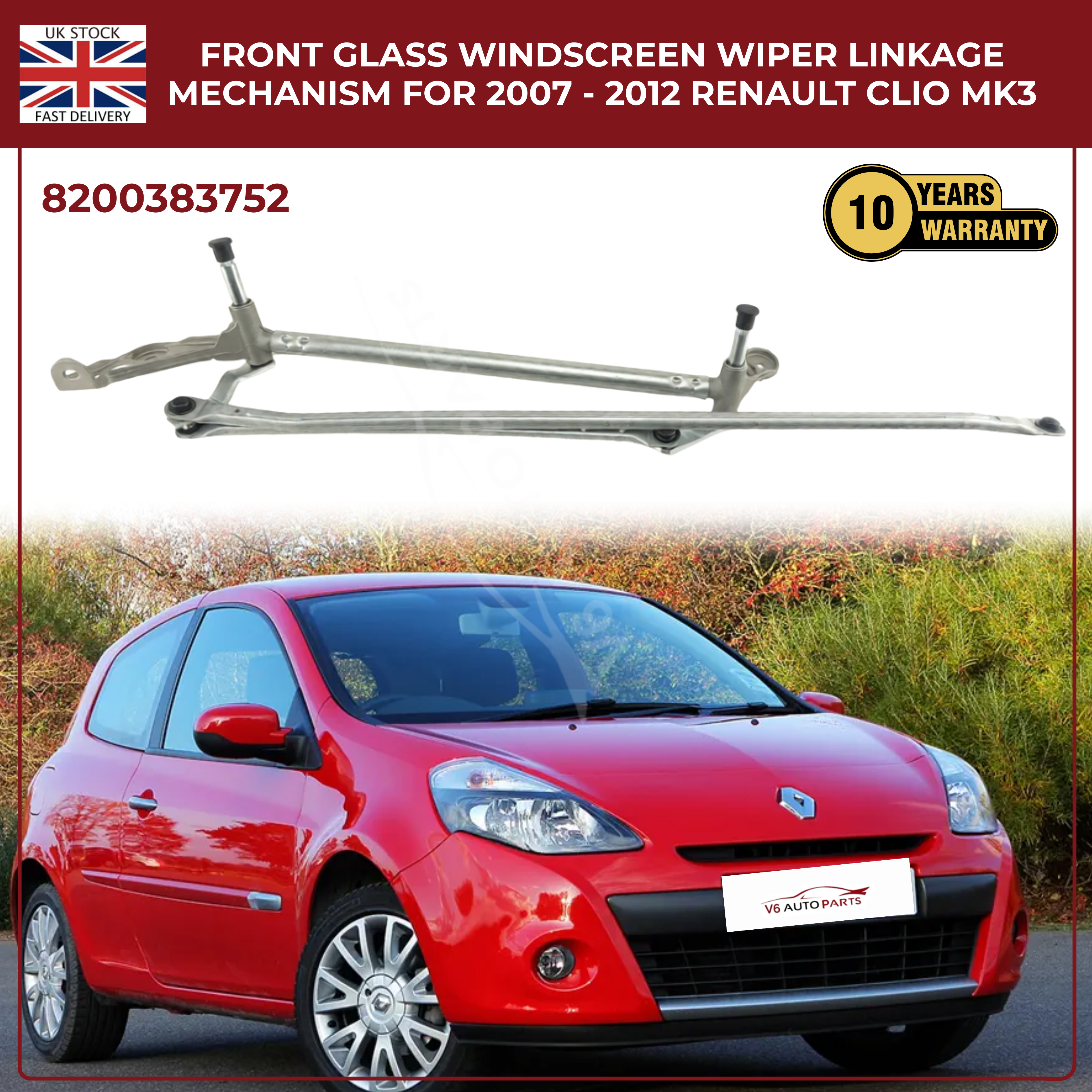 Front Windscreen Wiper Linkage RHD Fit Renault Clio MK3 2007-12