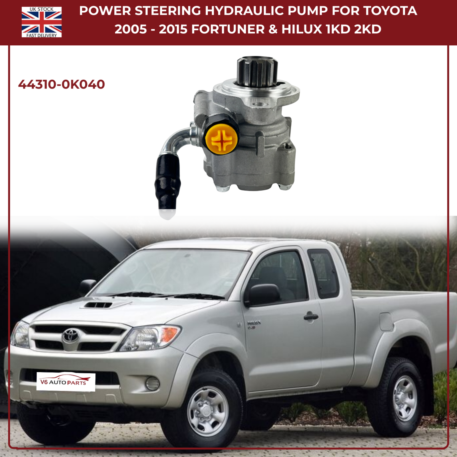 POWER STEERING HYDRAULIC PUMP FOR TOYOTA FORTUNER & HILUX 1KD 2KD 2005 To 2015