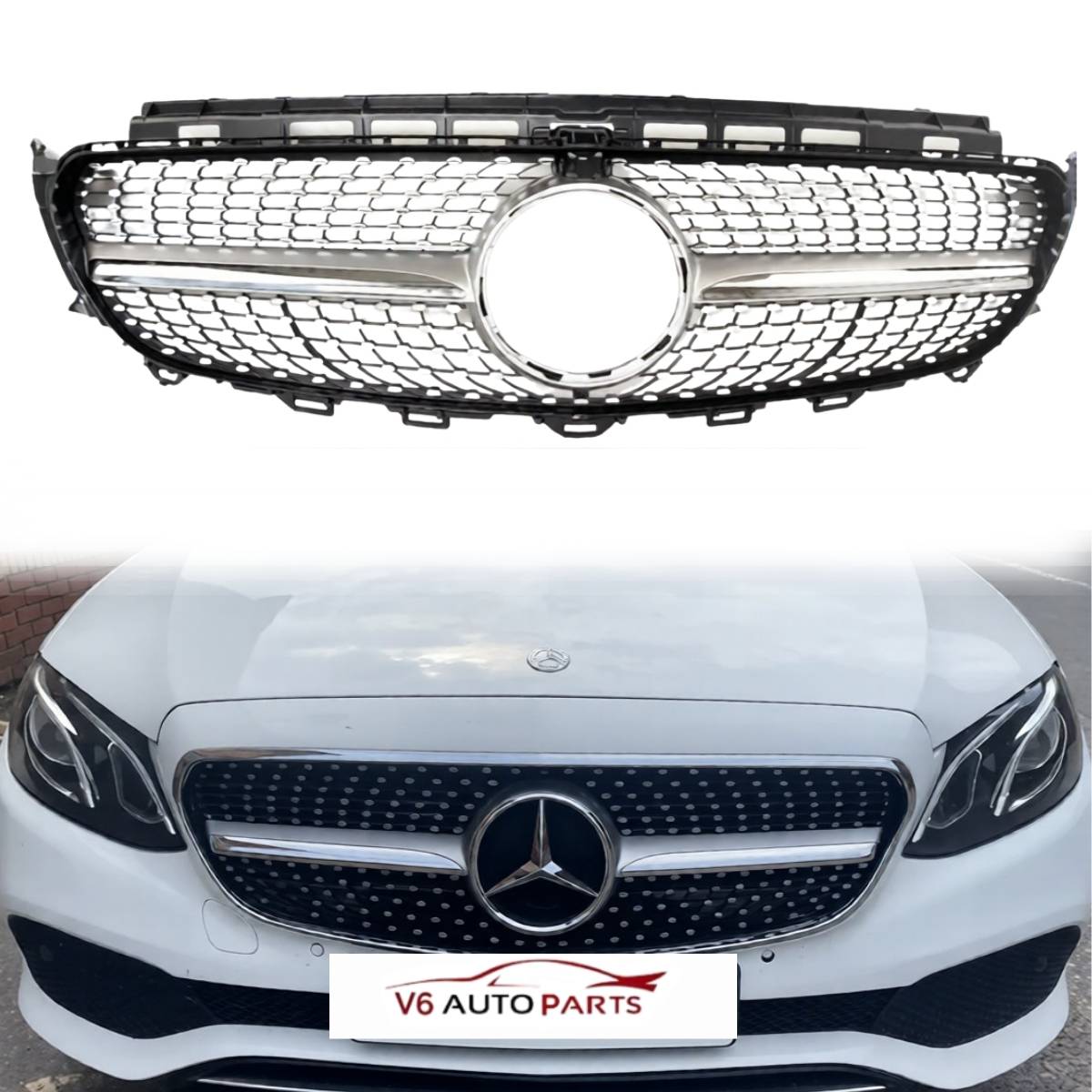 For Mercedes-Benz E-Class W213/W238 Front Bumper Diamond Grille (2016–2021 | E200, E220, E300, E400, E43, E53 | Cabrio & Saloon)