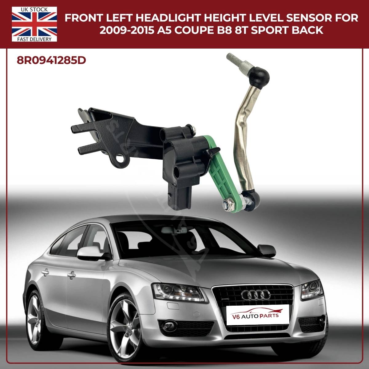 Front Left Headlight Level Sensor for Audi A4 / Q5 (2009–2015) – OEM 8R0941285E
