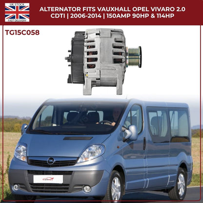 TG15C058 Alternator – 12V 150A | Fits 2006‑2014 Opel/Vauxhall Vivaro A 2.0 CDTi Diesel