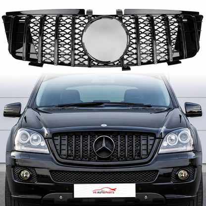 For Mercedes M-Class W164 GT Front Grille Gloss Black (ML320/ML350, 2005–2008 Pre-Facelift)