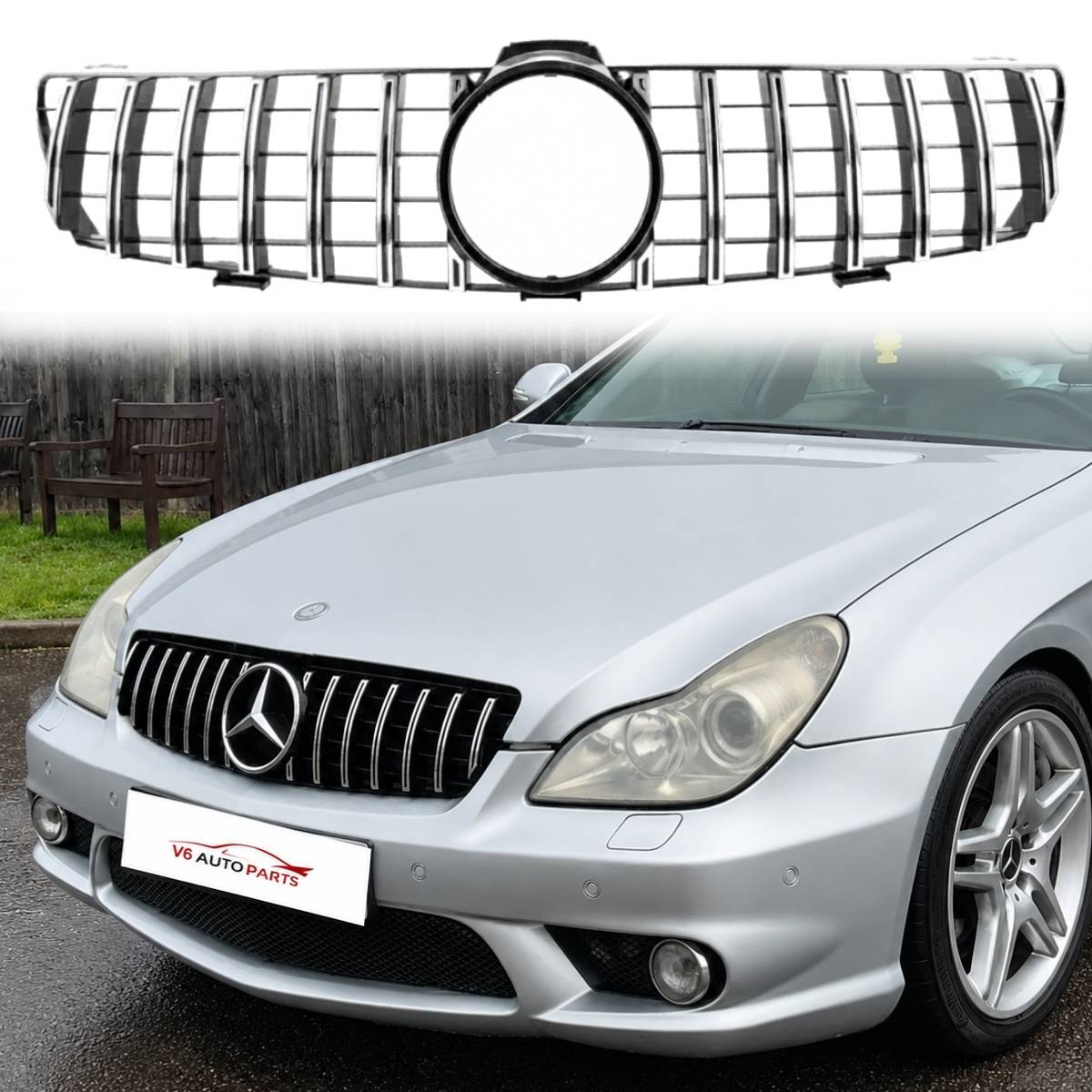 Front Bumper GT Panamericana Chrome Grille for Mercedes-Benz CLS-Class C219 (2005–2008) CLS300d | OEM-Style Fit