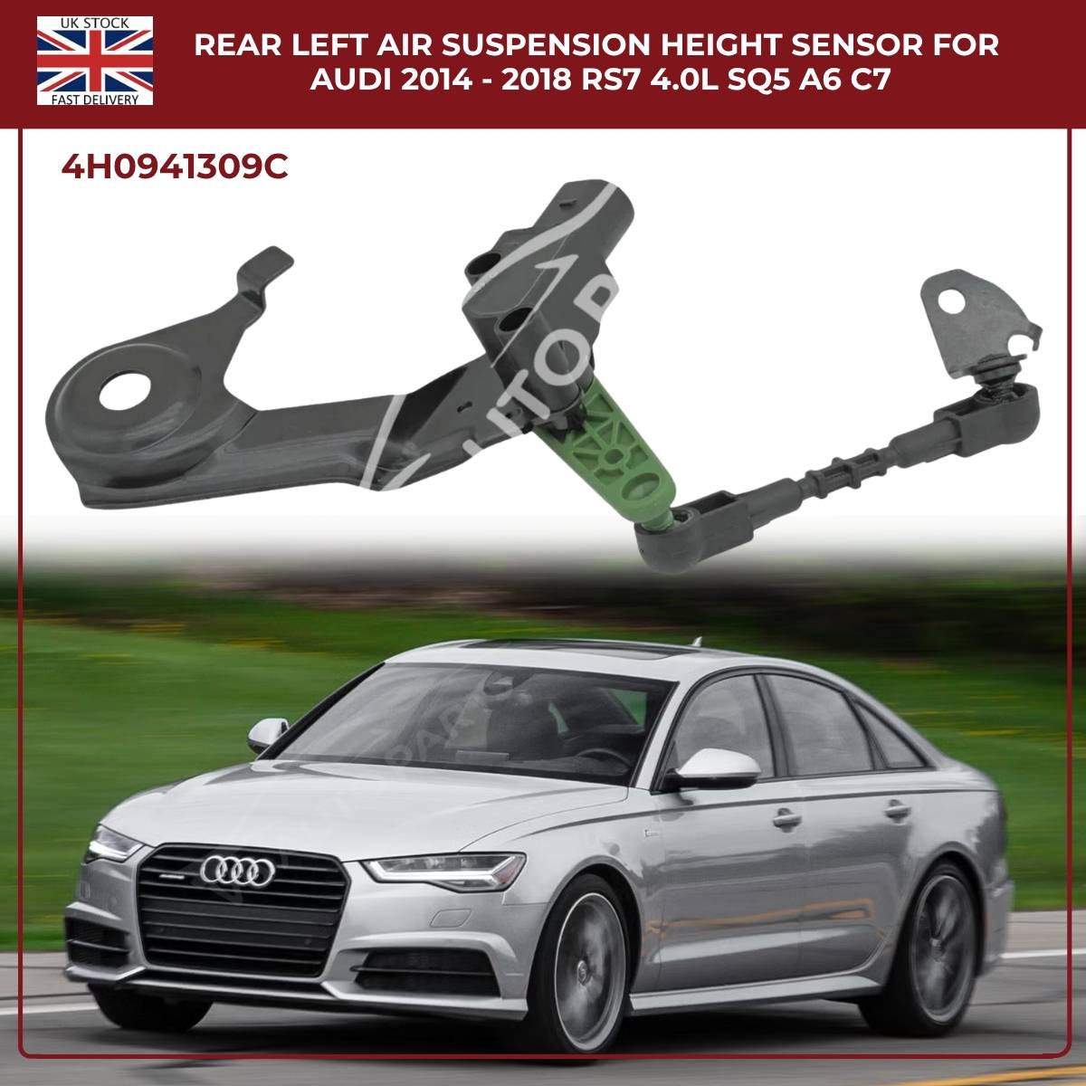 Rear Left Air Suspension Height Level Sensor for Audi A6 C7, A7, A8, Q5 – 4H0941309C