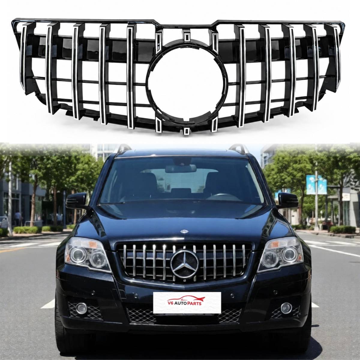 For Mercedes GLK-Class X204 Chrome Panamericana AMG GT-R Front Bumper Grille (2008–2012)
