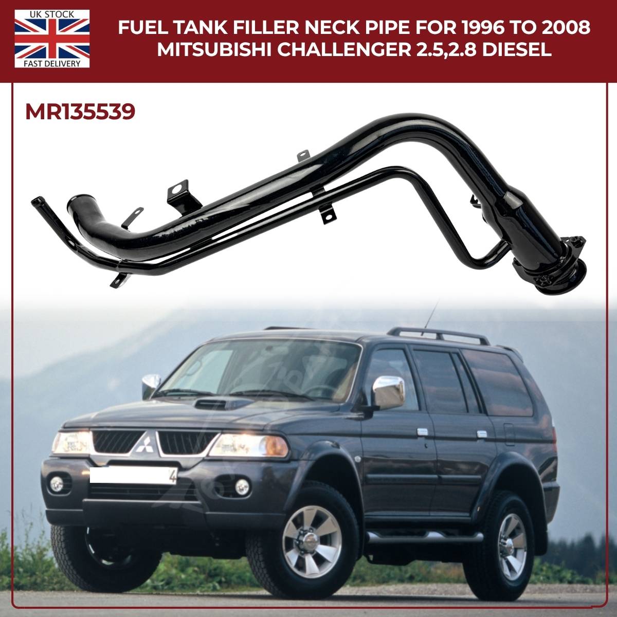 Fuel Tank Filler Neck Pipe for Mitsubishi Challenger 1996–2008 2.5 / 2.8 Diesel