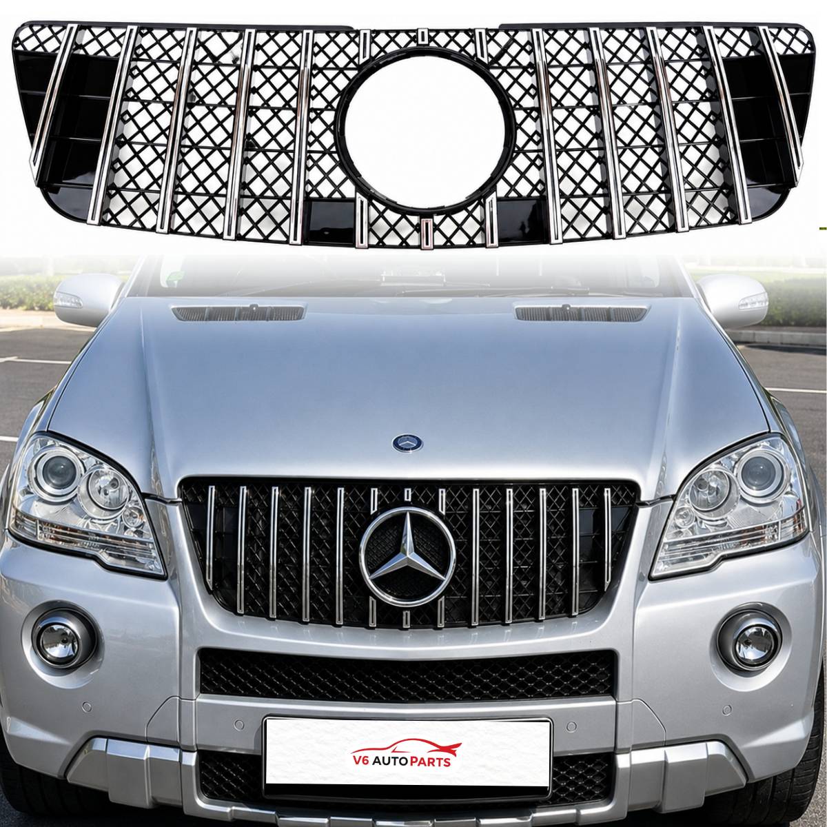 Front Radiator Sport GT Chrome Grille – Mercedes M-Class W164 ML320 ML350 ML550 (2009–2012)