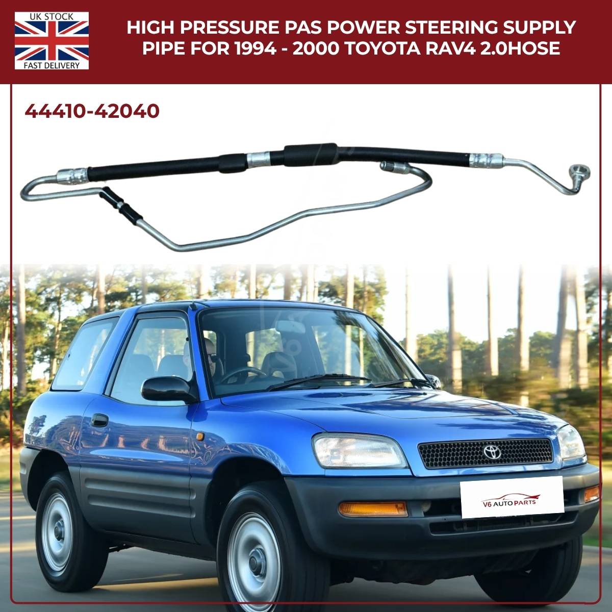 Toyota RAV4 Power Steering Pressure Pipe 44410‑42020 — Fits 1994‑2000 2.0 Petrol