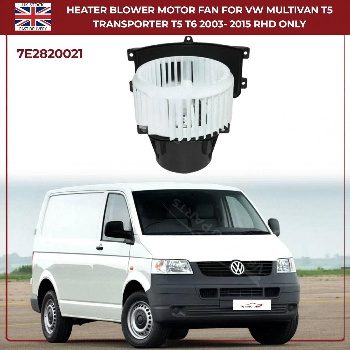 Heater Blower Motor Fan  For VW Multivan & Transporter T5 MK V – Fits 1.9 / 2.0 / 2.5 TDI – OEM Replacement
