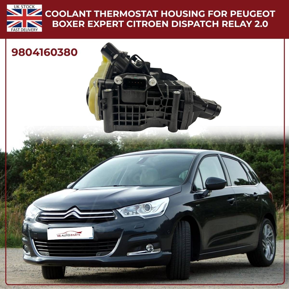 Coolant Thermostat Housing 9804160380 for Ford, Peugeot, Toyota & Vauxhall 2.0 Diesel Engines