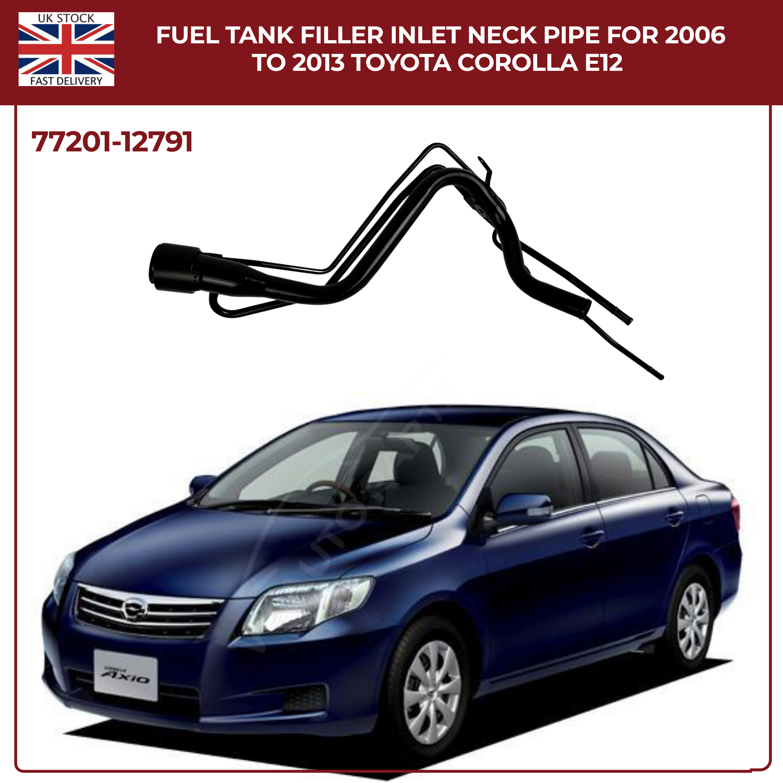 FUEL TANK FILLER INLET NECK PIPE FOR 2006 TO 2013 TOYOTA COROLLA E12 77201-12790