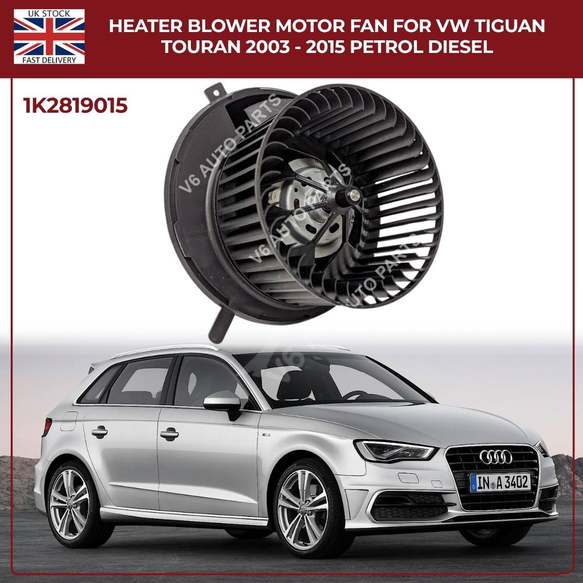 Heater Blower Motor Fan For VW Tiguan Touran 2003 - 2015 Petrol Diesel 1K2819015