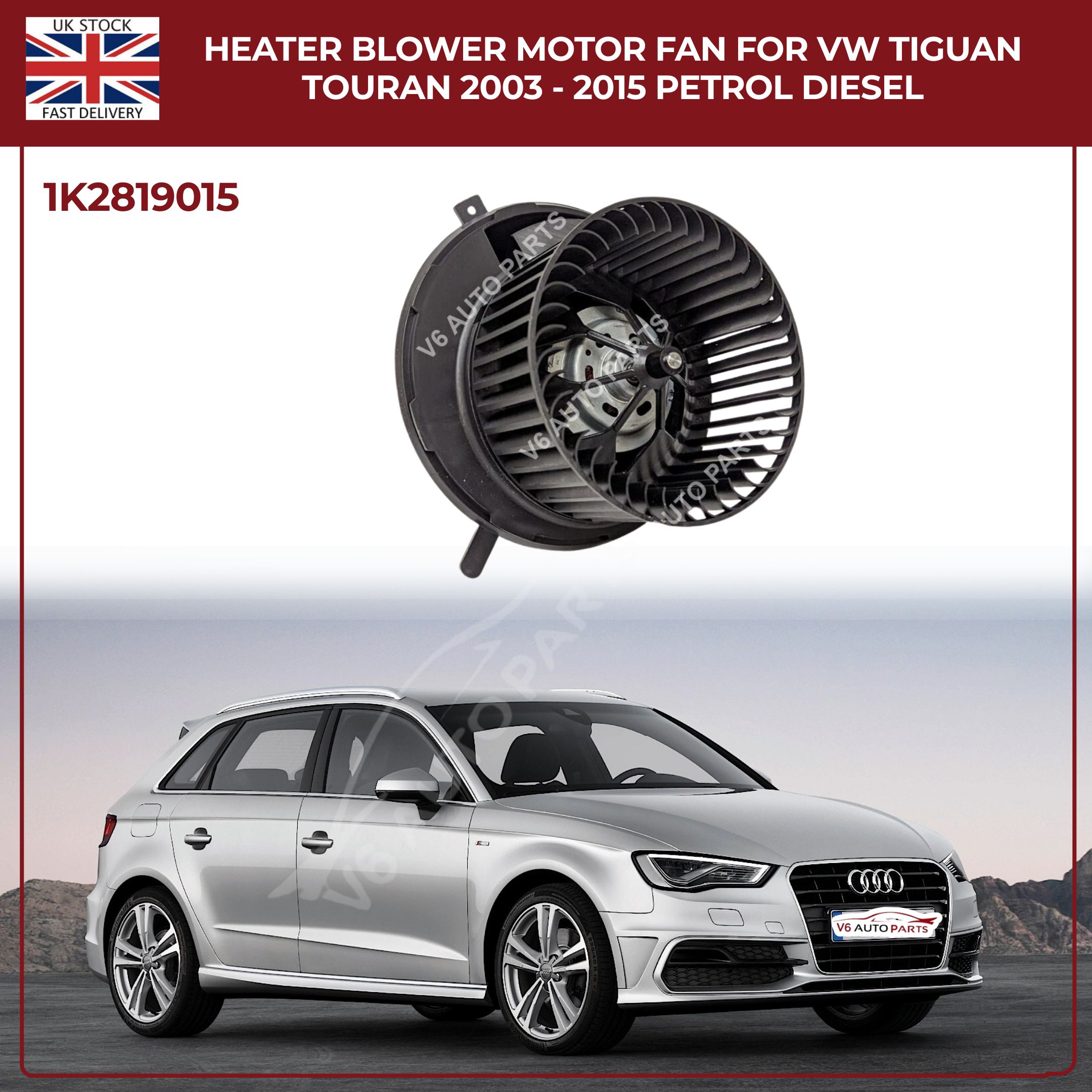 Heater Blower Motor Fan For VW Tiguan Touran 2003 - 2015 Petrol Diesel 1K2819015