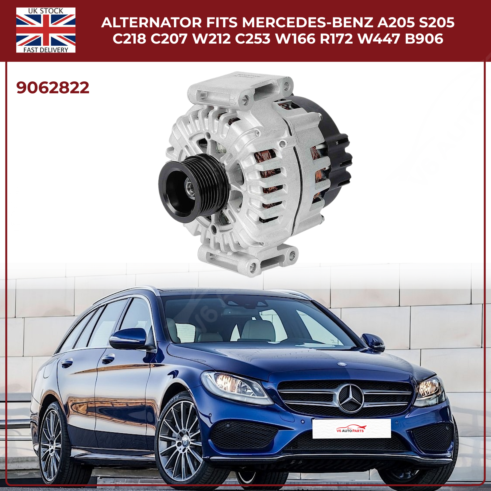 Mercedes-Benz Alternator 14V 200A – Fits A205 S205 C218 C207 W212 C253 W166 X204 W447 B906 (OEM 9062822)