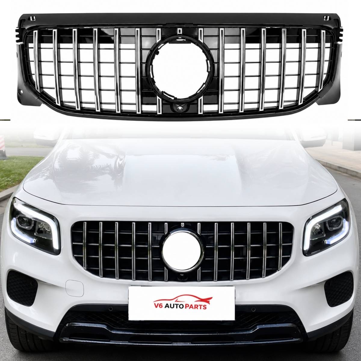 SCHWARZER KÜHLERGRILL FÜR FRONTSTOßSTANGE MIT MESH FÜR GLB-KLASSE X247 GLB200 PANAMERICANA GT AB 2020