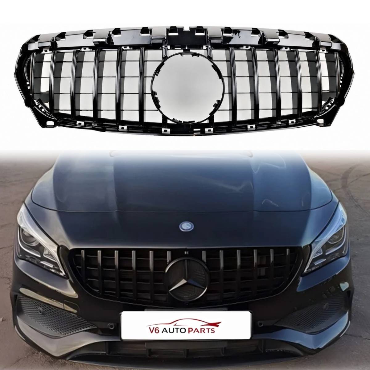 Frontstoßstange, glänzend schwarzer GT-Grill für Mercedes-Benz CLA-Klasse X117 Cla200 vor dem Facelift Panamericana 2013–2017 