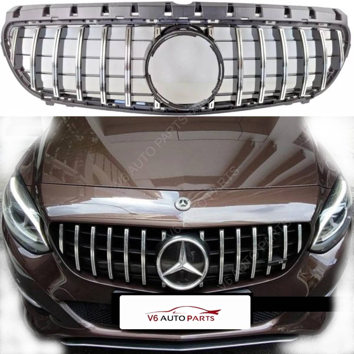 Mercedes Benz B-Class W246 Front Bumper GT Panamericana Chrome Grille (B200, B220, B250, 2015–2018)