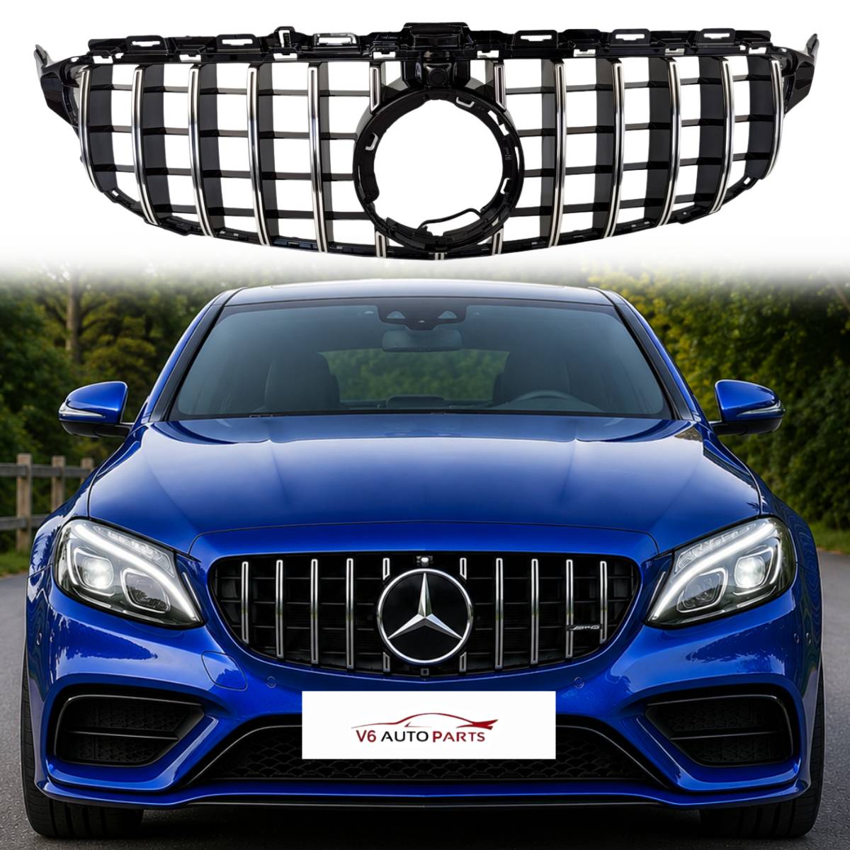 Mercedes‑Benz C‑Class C205 C300 GT Front Bumper Grille (2018‑2020) | AMG C43 Panamericana Style