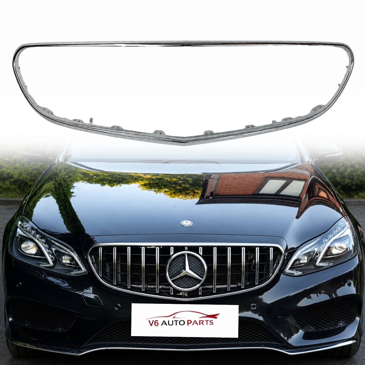 Front Surround Chrome Trim Grille – Fits Mercedes Benz E‑Class W212 (2013‑2016, Facelift Models)