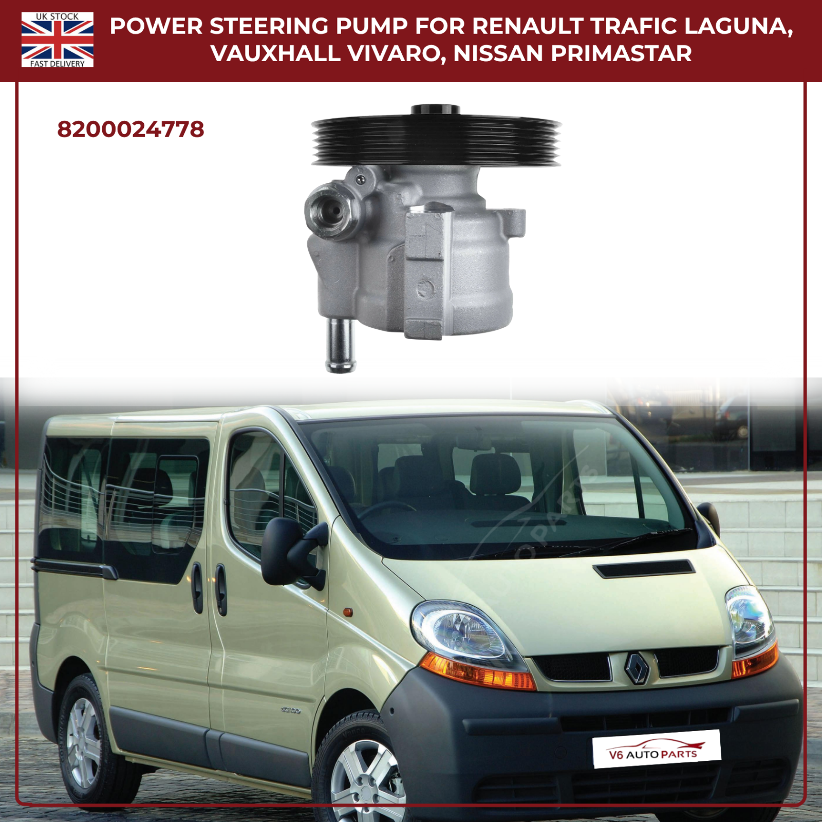 Power Steering Pump For Renault Trafic Laguna, Vauxhall Vivaro, Nissan Primastar