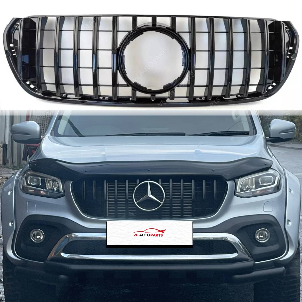 Frontstoßstange, glänzend schwarzer Kühlergrill für Mercedes Benz X-Klasse 2019–2022, X470 250D GT 