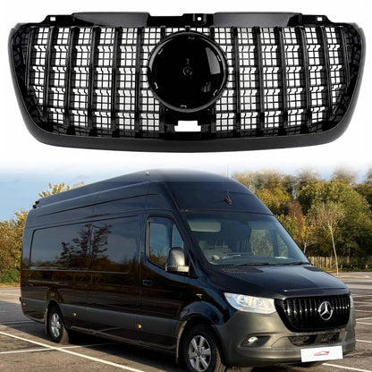 For Mercedes-Benz Sprinter W907 Panamericana Gloss Black Front Bumper Grille 2018–2025 – Cab & Van