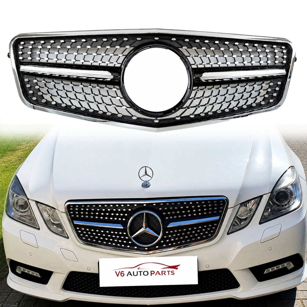 Mercedes-Benz E-Class S212 (2009–2013) Front Bumper Diamond Grille – E63 AMG Style – Fits E200 to E400