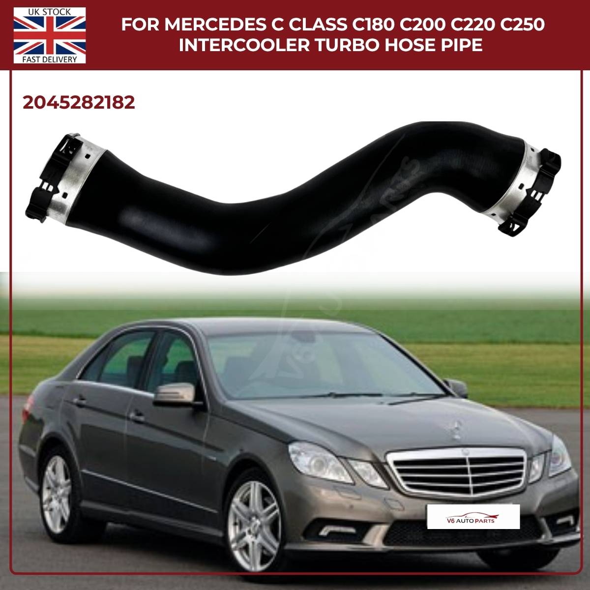 Mercedes C‑Class Intercooler Turbo Hose Pipe – C180 C200 C220 C250 | OE 2045282182 – Black Grille